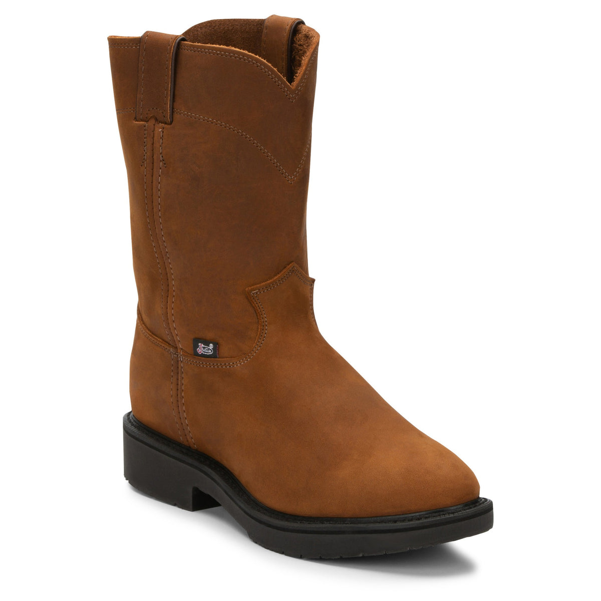 Justin Men's Conductor 10" Work Boot, Hazel Brown – 3-4 front