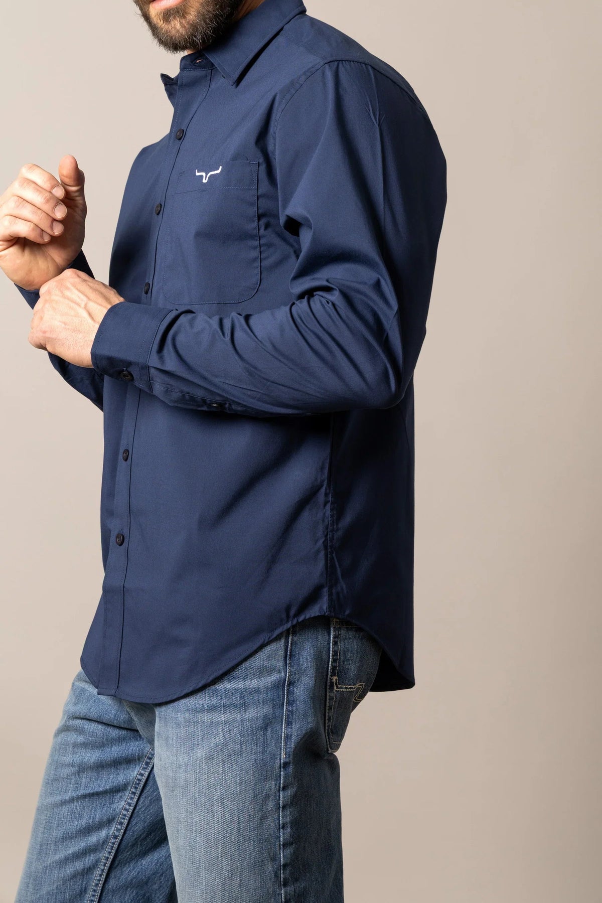 Kimes Ranch Men's Team Shirt, Navy – side