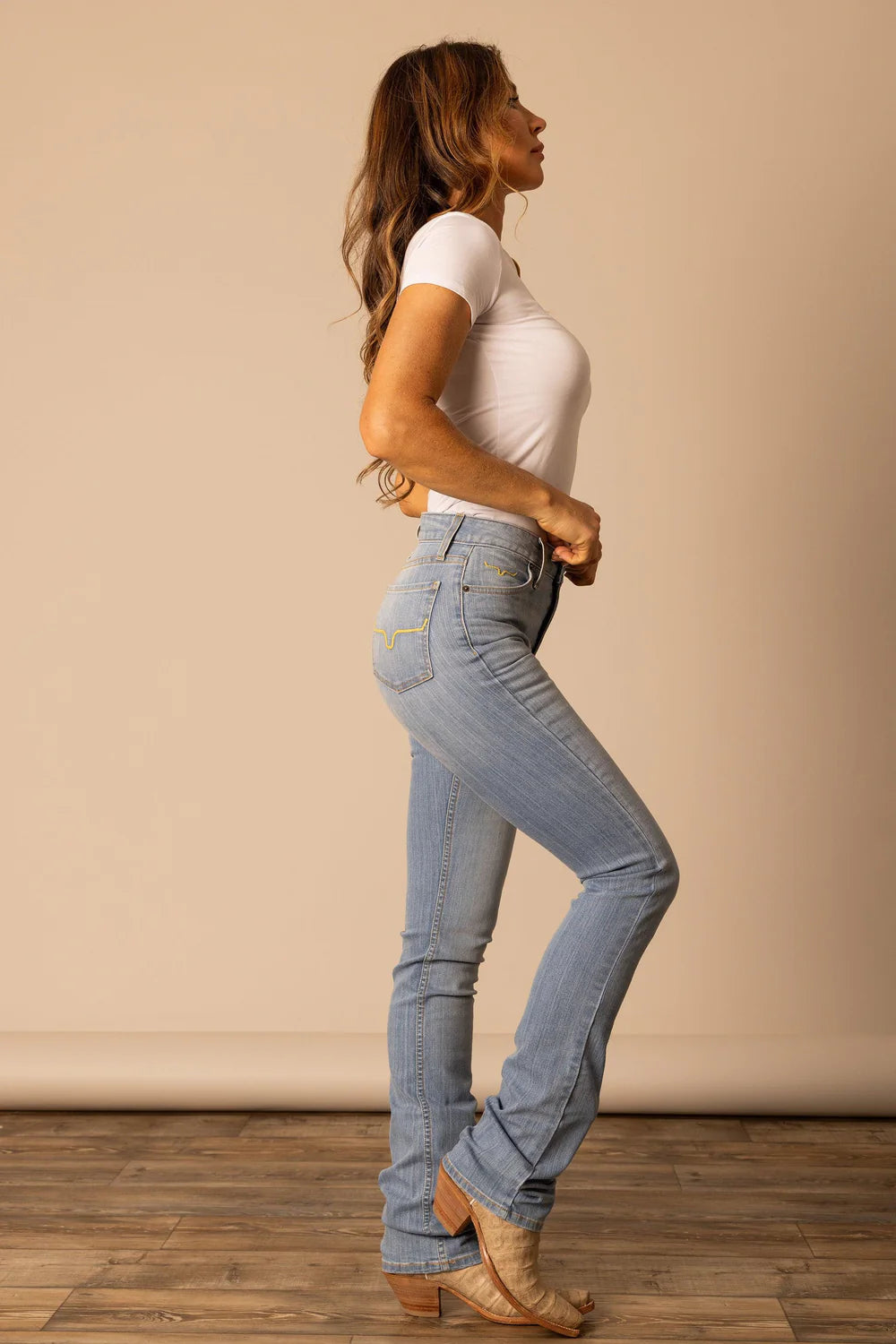 Kimes Ranch Women's Sarah Jeans in light wash denim, casual fit with classic five-pocket design, stylish women's jeans.