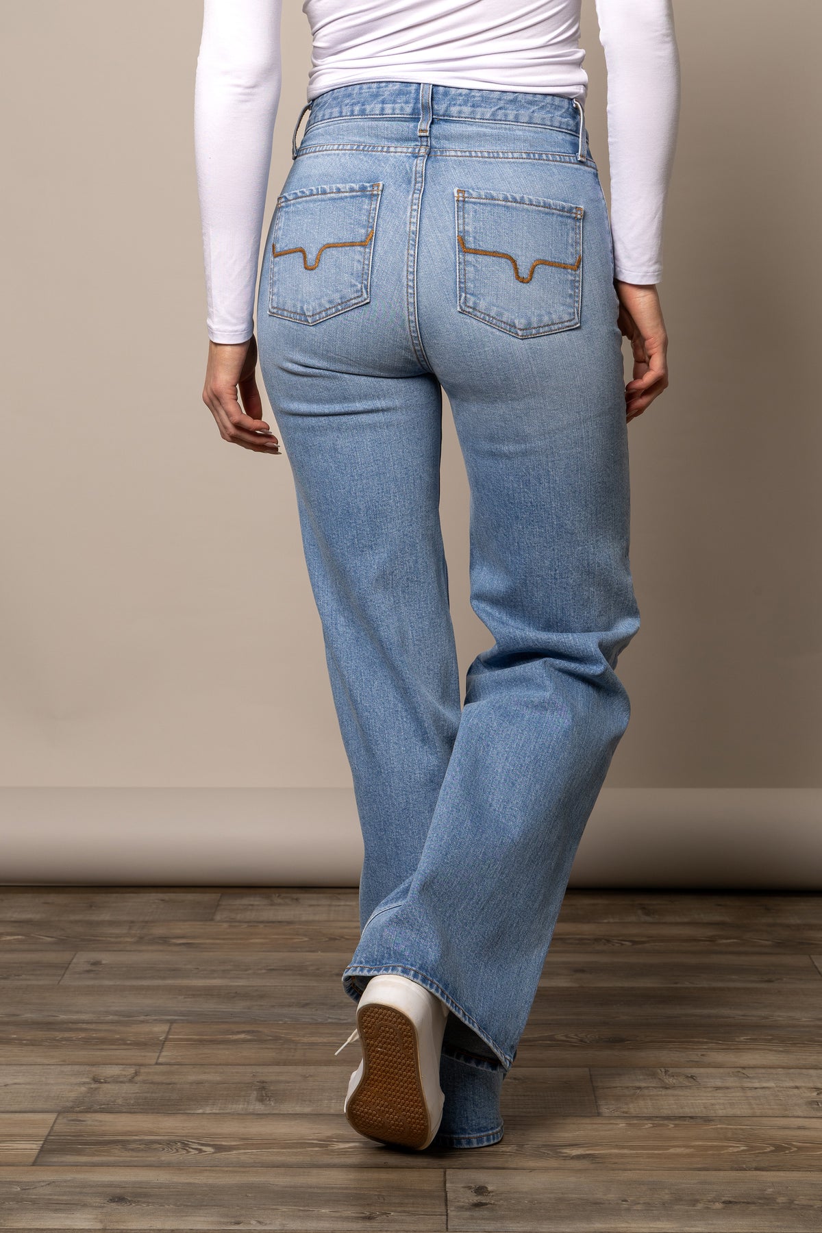 Kimes Ranch Women's Zoey Jeans in light wash denim, slim fit with classic five-pocket design, shown on a model.
