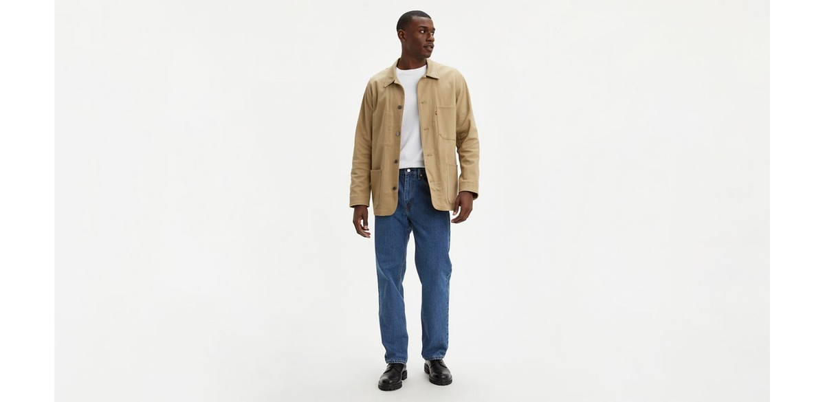 Levi's 550 relaxed fit men's jeans in medium stonewash with classic five-pocket design and straight-leg cut.
