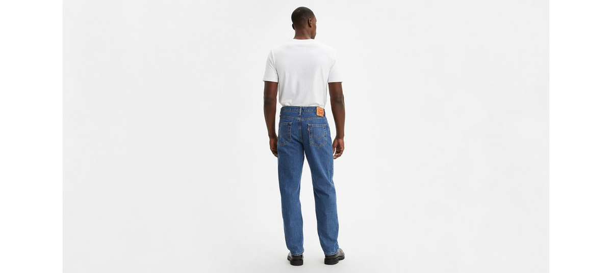 Levi's 550 Relaxed Fit Men's Jeans in medium stonewash denim, showing classic five-pocket style and relaxed fit.