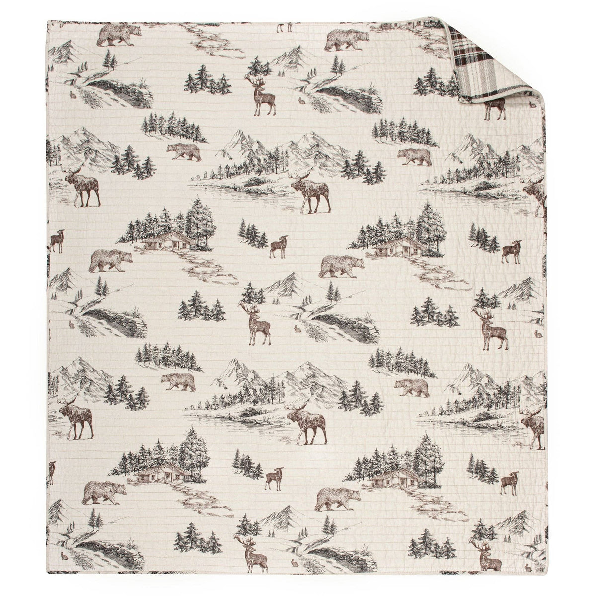 Levtex Home Lodge Toile quilted throw blanket with a cozy plaid pattern, perfect for adding warmth and style to your living space.