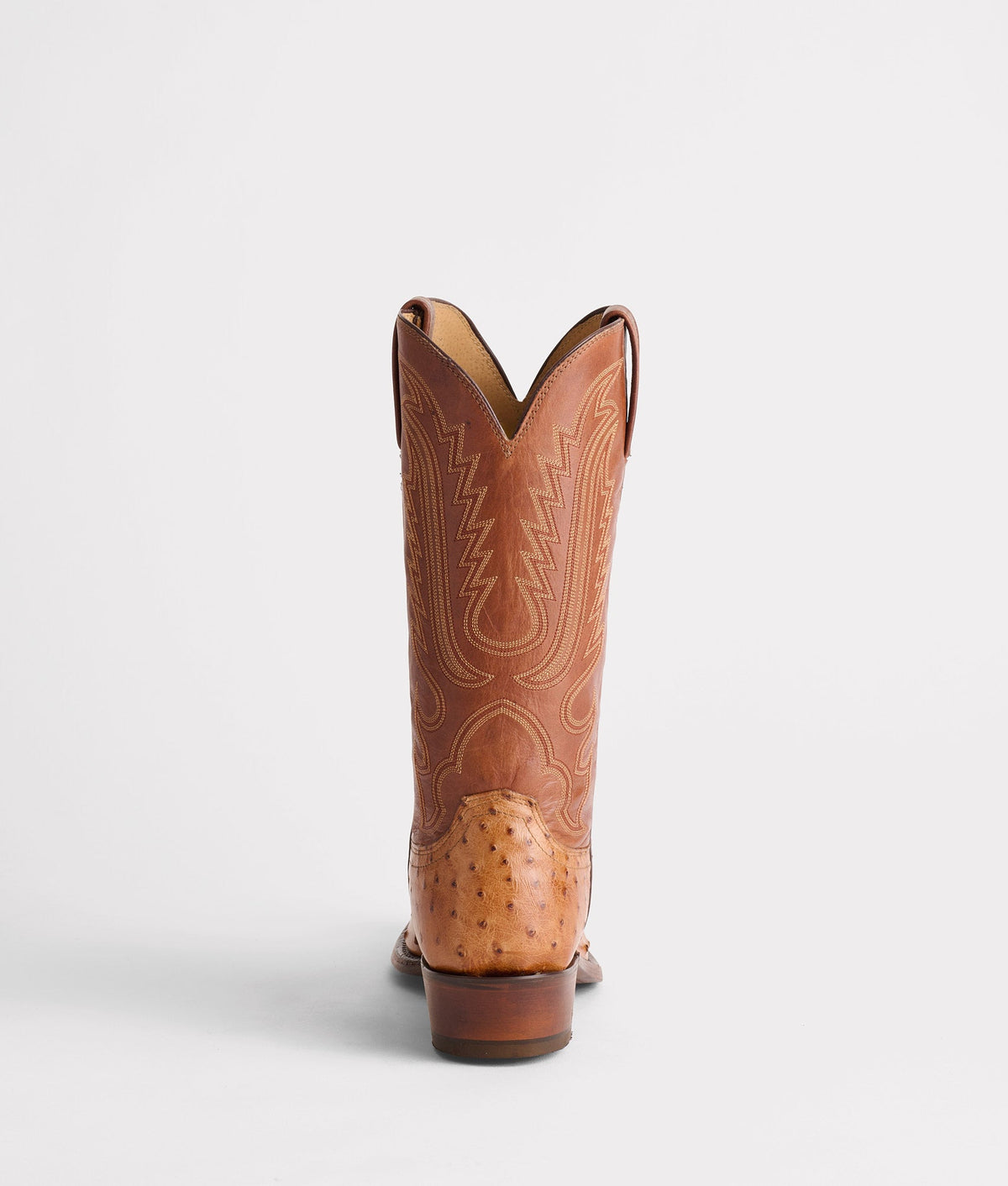 Lucchese Men's Luke Ostrich Boot, Barnwood + Tan – heel