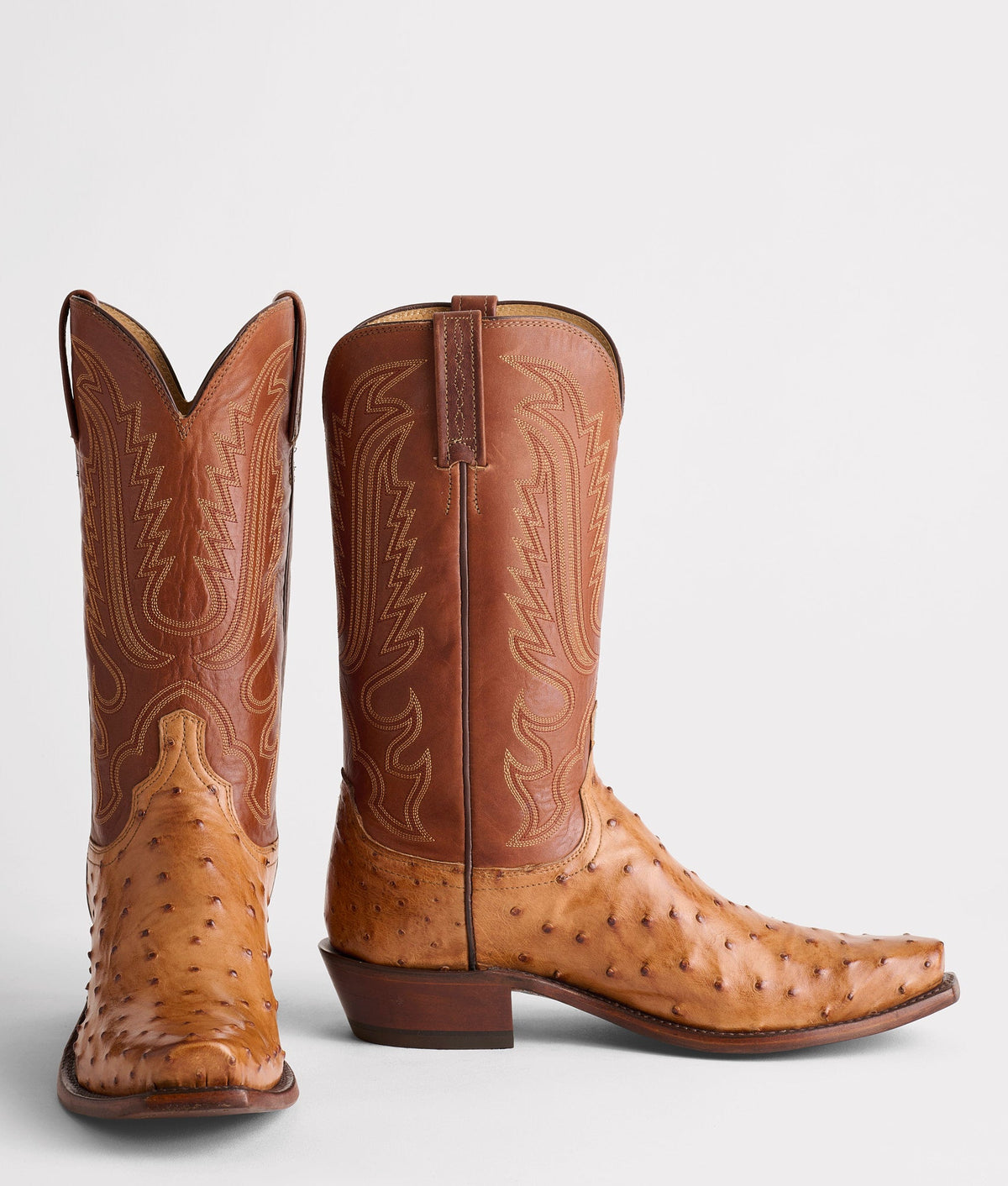 Lucchese Men's Luke Ostrich Boot, Barnwood + Tan – pair