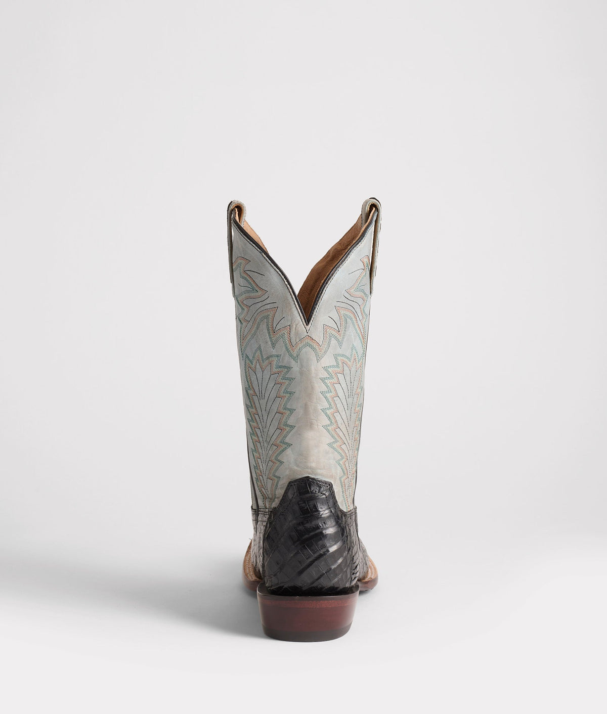 Lucchese Men's Wyatt Caiman Boot, Black + Light Blue – heel