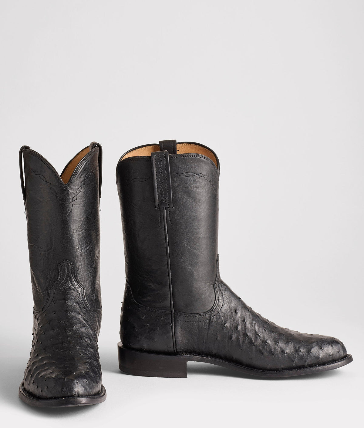 Lucchese Men's Zane Ostrich Roper, Black – pair