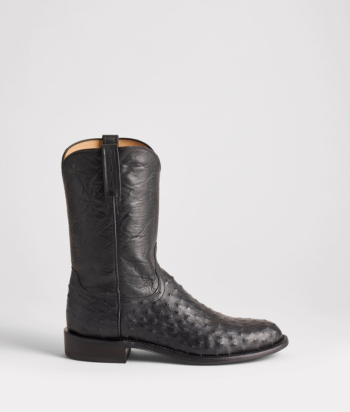 Lucchese Men's Zane Ostrich Roper, Black – side