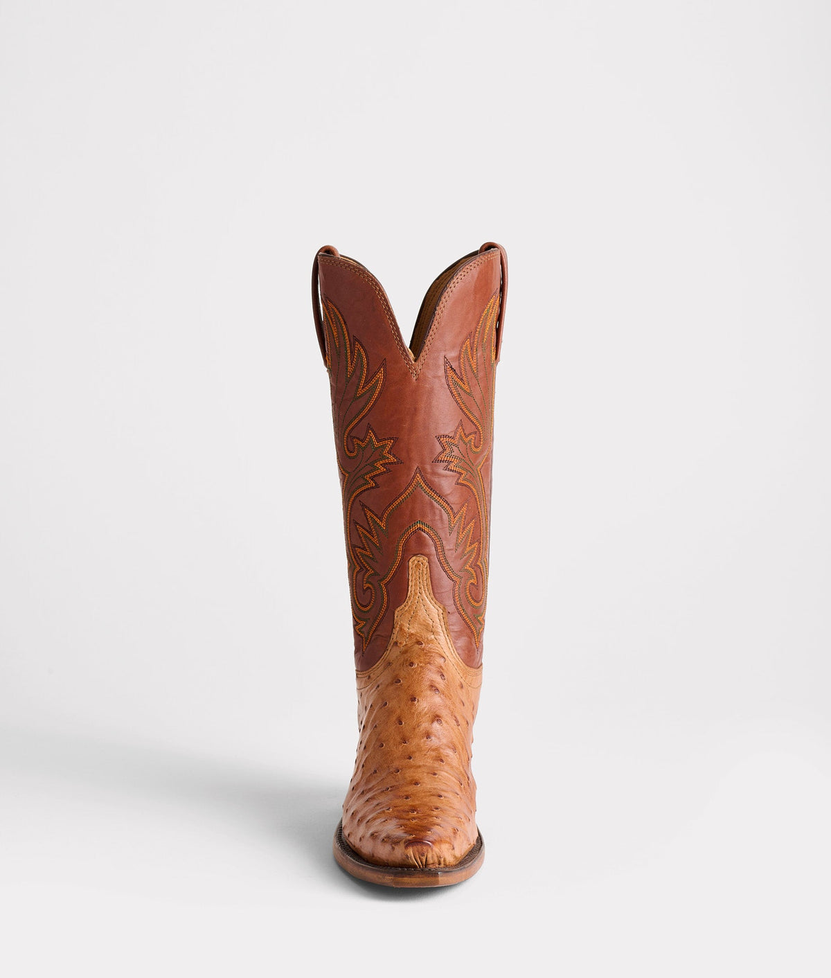 Lucchese Women's Dolly Ostrich Boot, Barnwood + Tan – toe