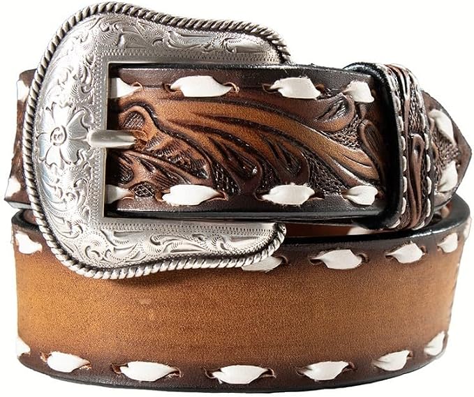 Brown 3D Kids' 1/4" blank name belt by M&F, adjustable belt with no style design, suitable for children.