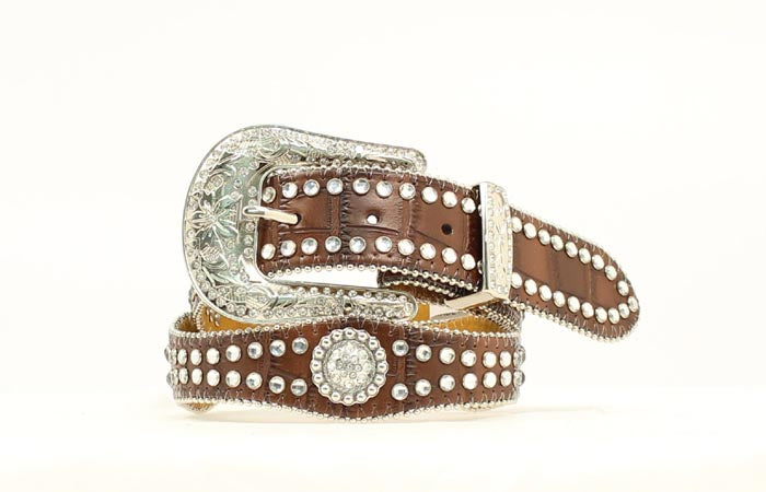 M&F Nocona Kids' scalloped rhinestone belt with decorative design, perfect for adding sparkle to children's outfits.