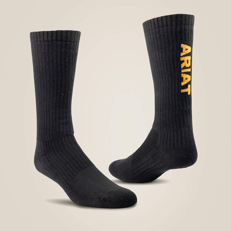 Men's black mid-calf work socks by Nester Hosiery, ringspun cotton, 3-pair pack, durable and comfortable accessories.