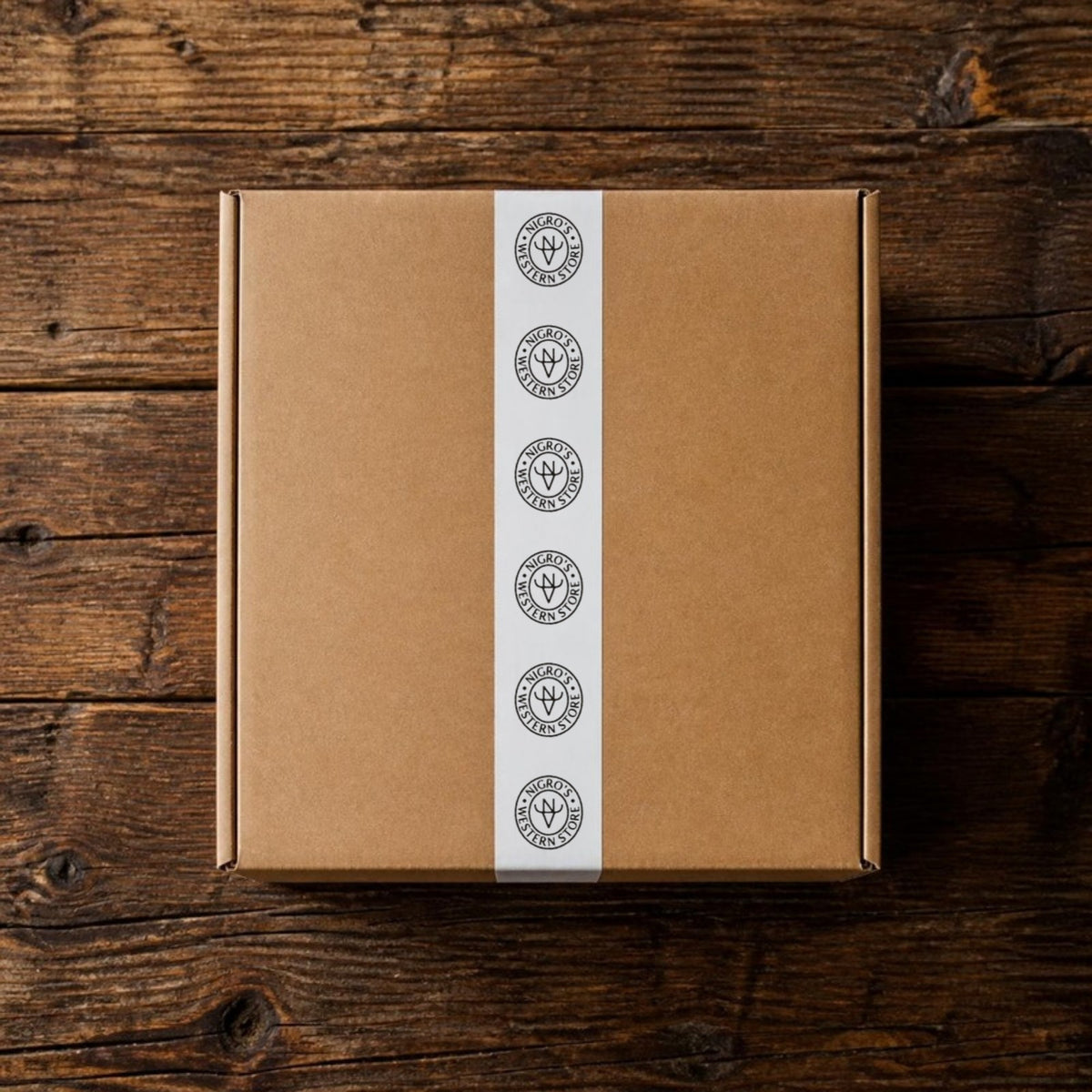Nigro's Western Store Men's Mystery Box, sealed with Nigro's seal tape – box