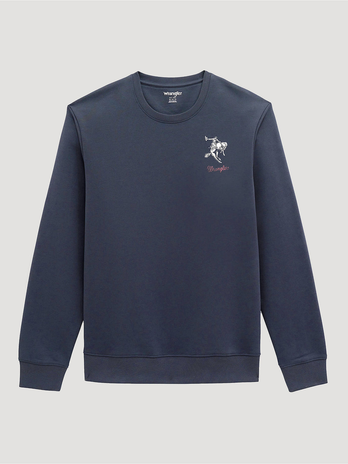 Wrangler Men's Bucking Rider Graphic Fleece Sweatshirt, Ombre Blue – front