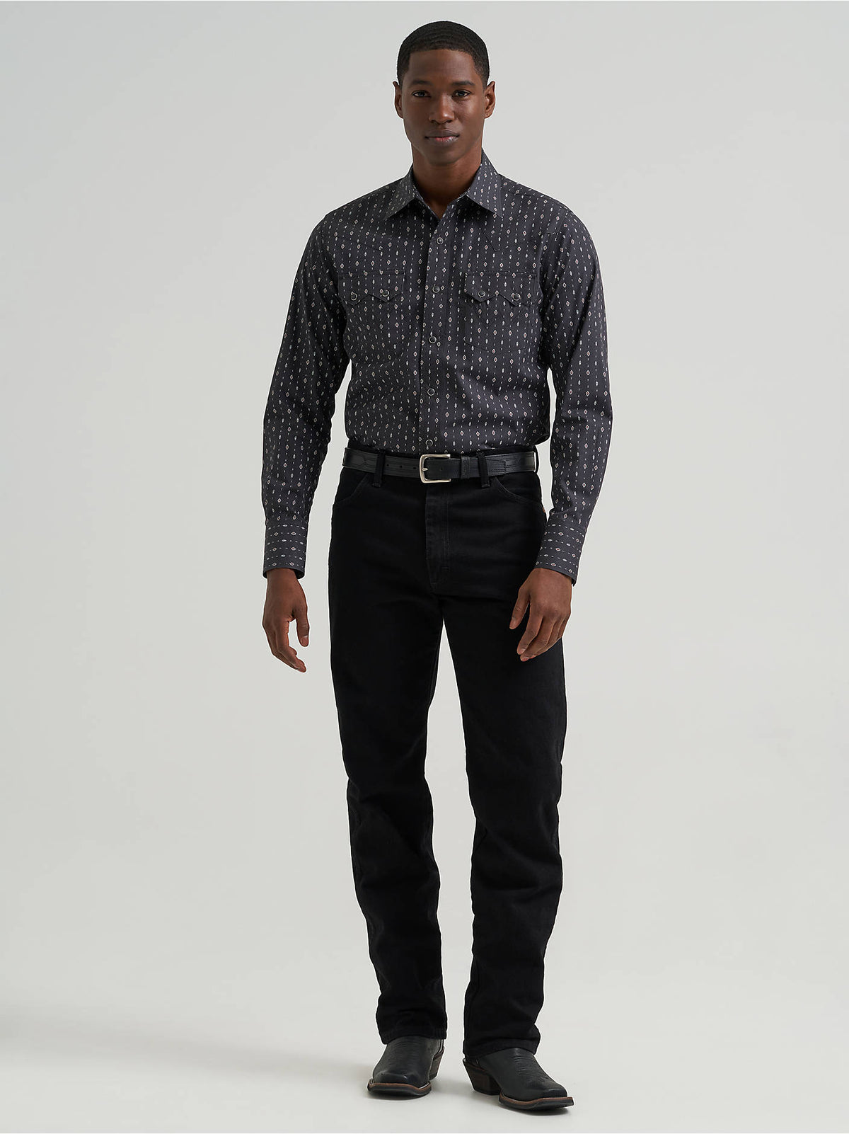 Men's Wrangler Retro Long Sleeve Sawtooth Snap Pocket Western Shirt - Obsidian Chain - alternate view 1
