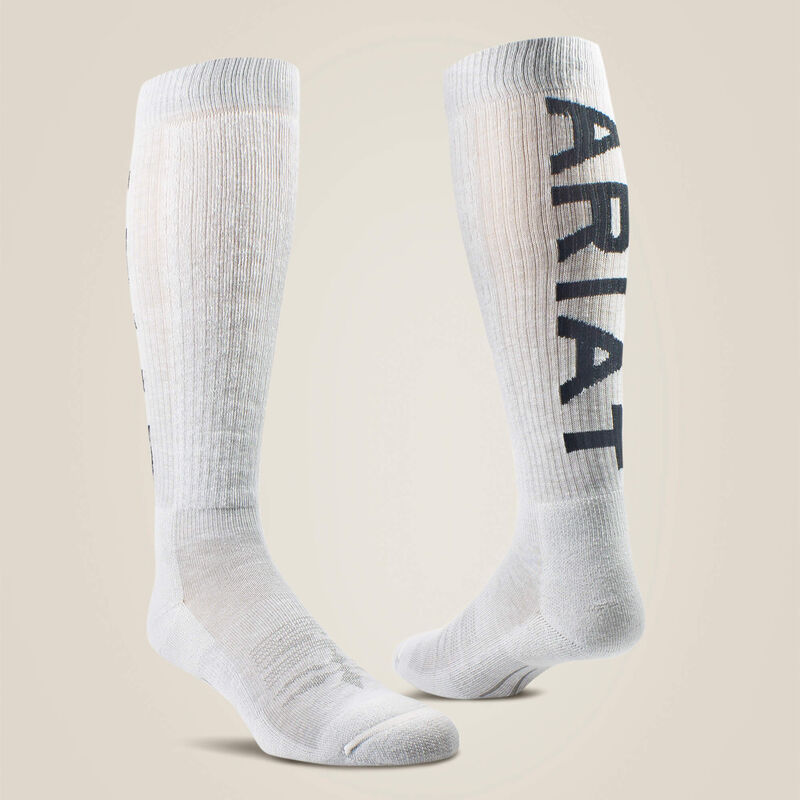 Nester Hosiery midweight over-the-calf Western boot sock, beige with subtle patterns, designed for comfort and durability.