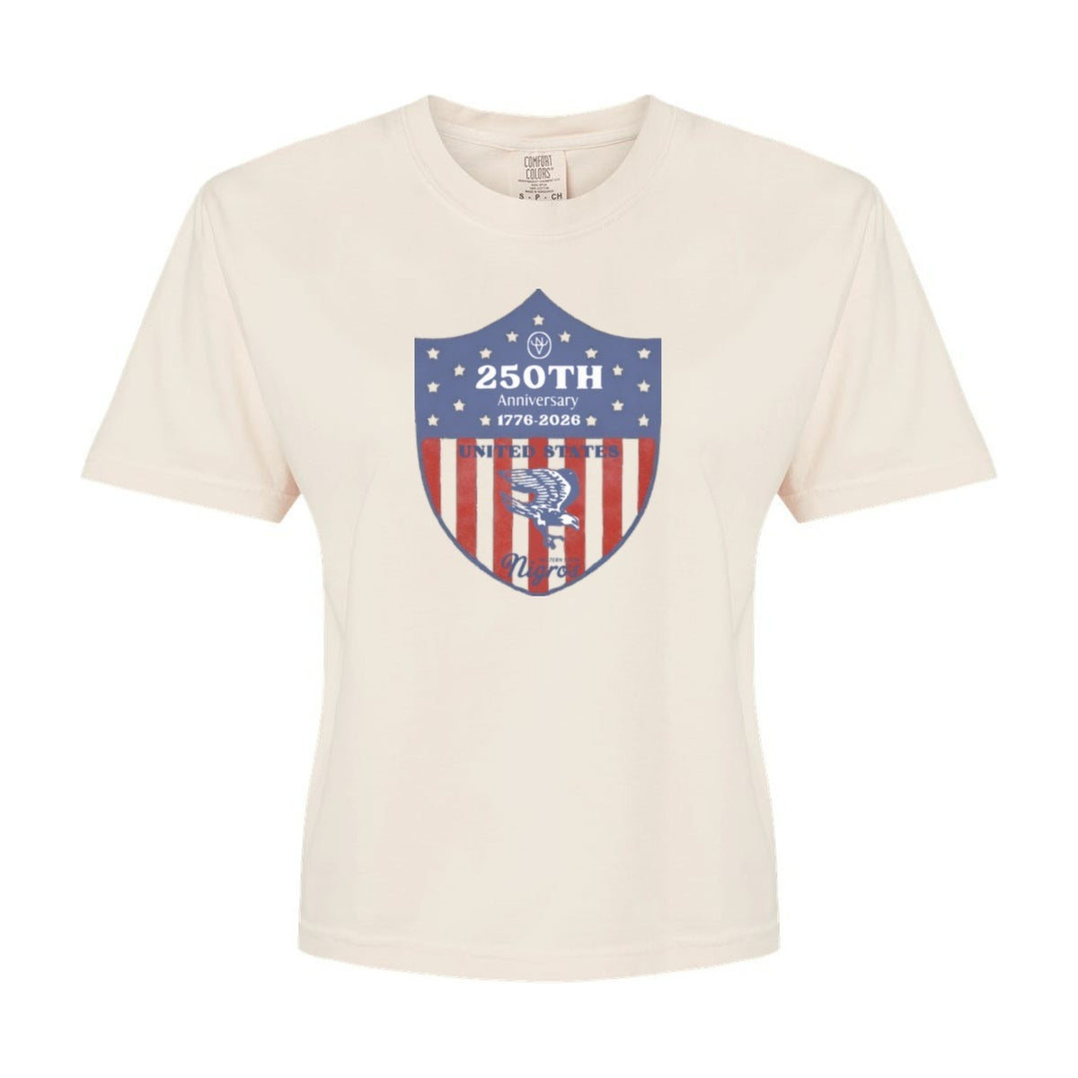 Nigro's Western Store Women's USA 250th Anniversary Crop T-Shirt, Ivory – front