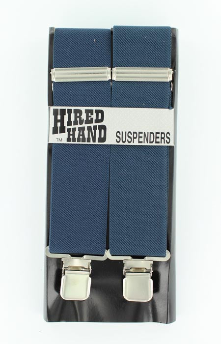 Navy Nocona 54-inch suspenders by M&F, showing adjustable straps and metal clips on a plain background.