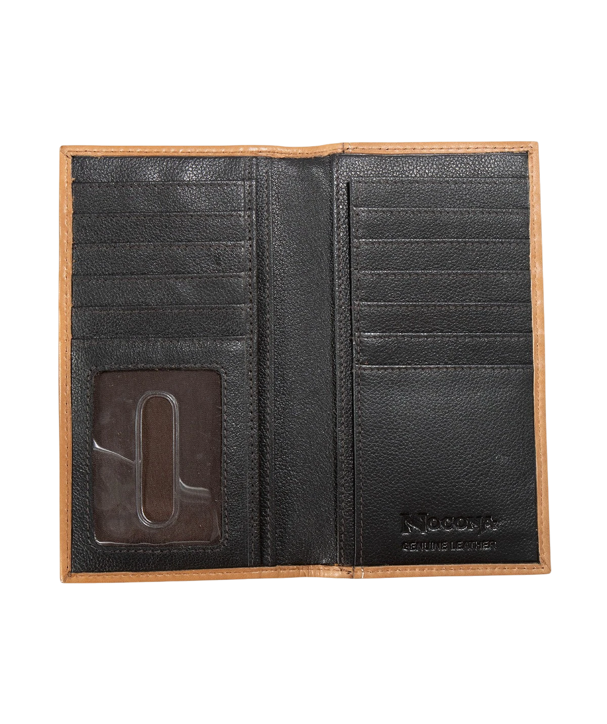 M&F Nocona floral embossing Buck Lace rodeo wallet with intricate floral design and leather details, showcasing western style.