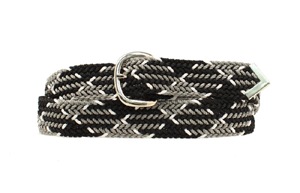 Nocona black and white machine-woven braided leather belt, size 52 inches.