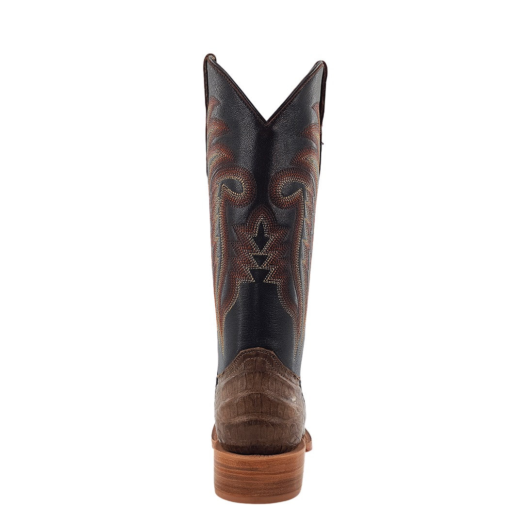 R. Watson Men's Antique Coco/Chocolate Caiman Belly Wide Square Toe Boot – heel
