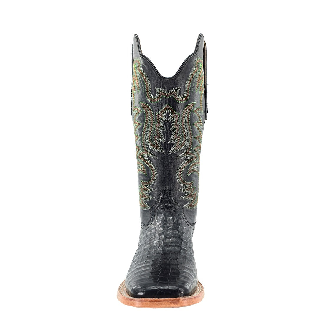 R. Watson Men's Black Caiman Belly Wide Square Toe Boot – toe