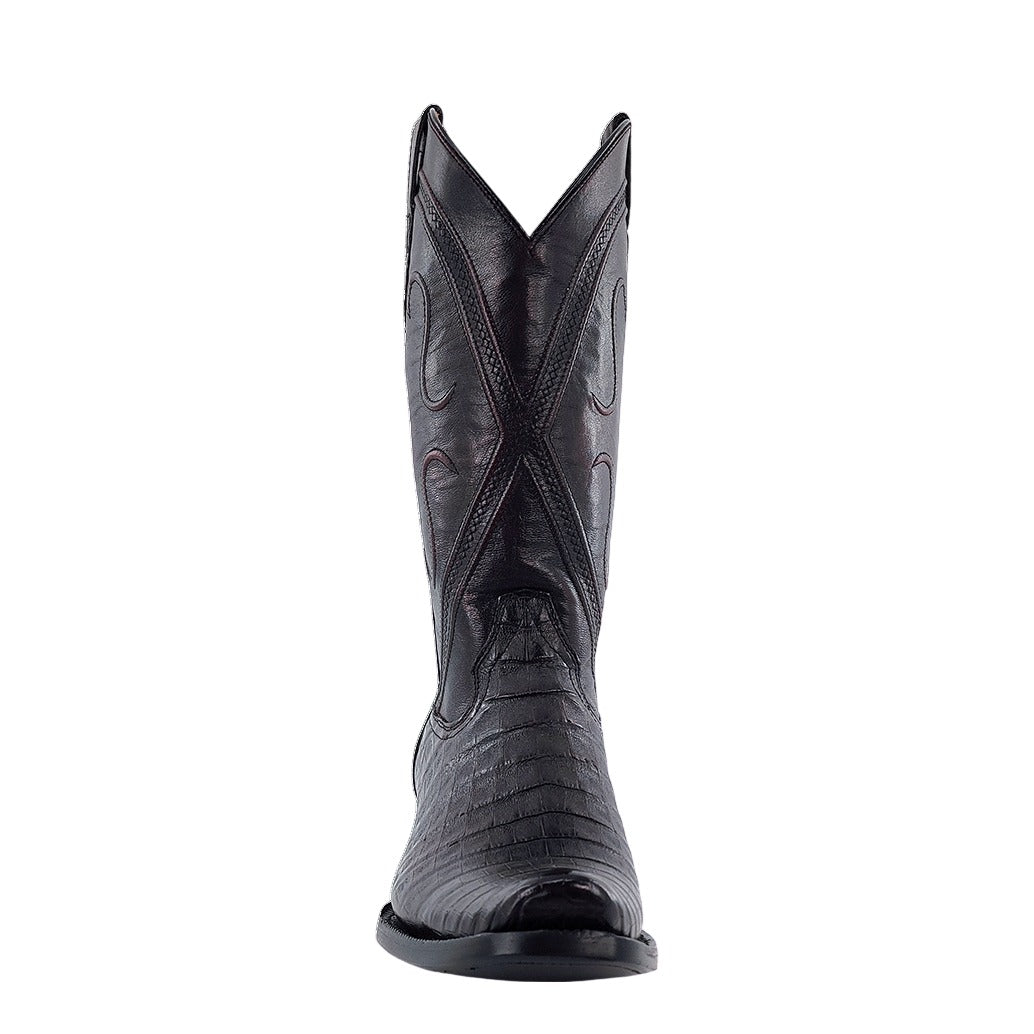 R. Watson Men's Black Cherry Caiman Belly Cutter Toe Boot – toe