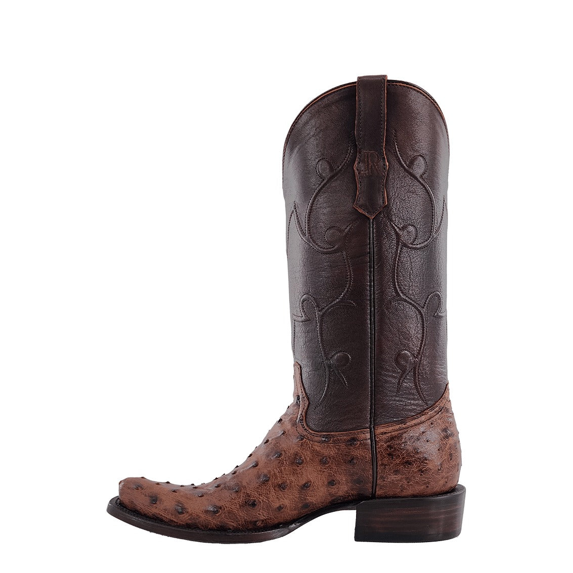 R. Watson Men's Kango Tabac/Chocolate Full Quill Ostrich Cutter Toe Boot – inside