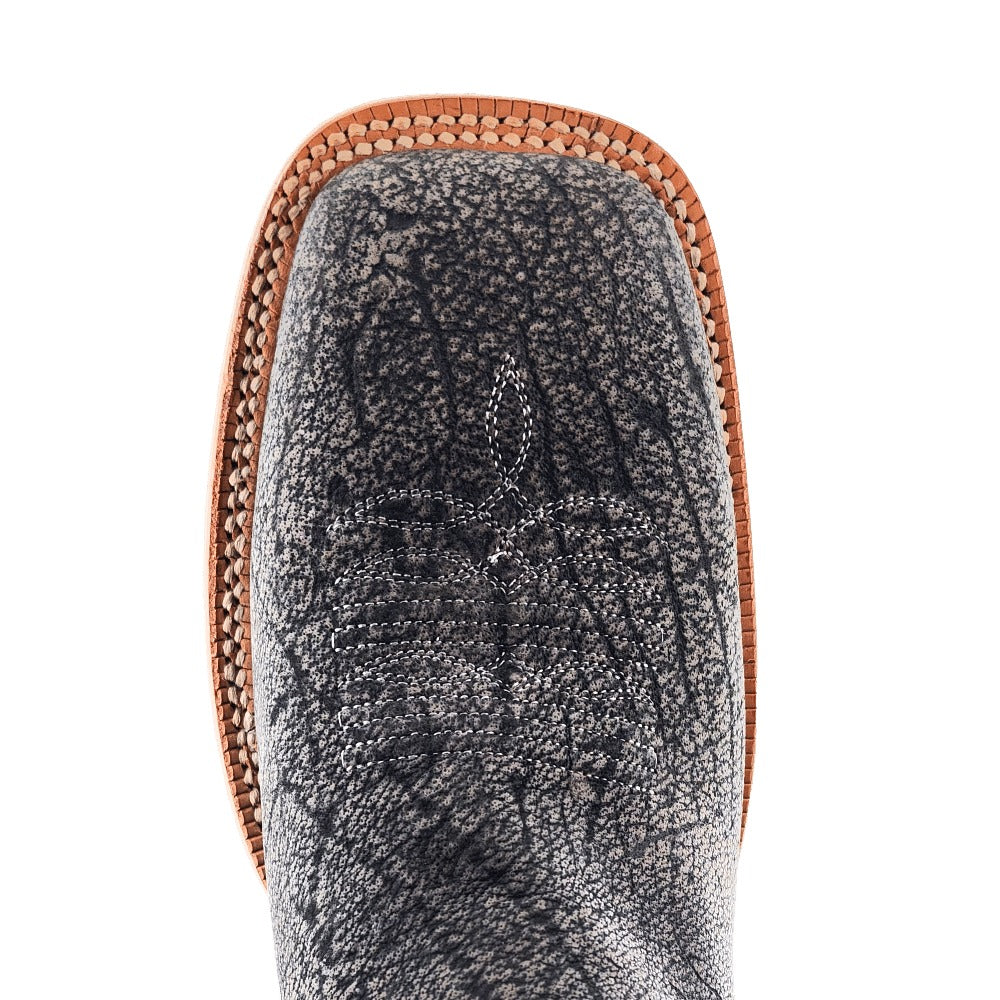 R. Watson Men's Smoke Grey/Black Cherry Cape Buffalo Wide Square Toe Boot – top
