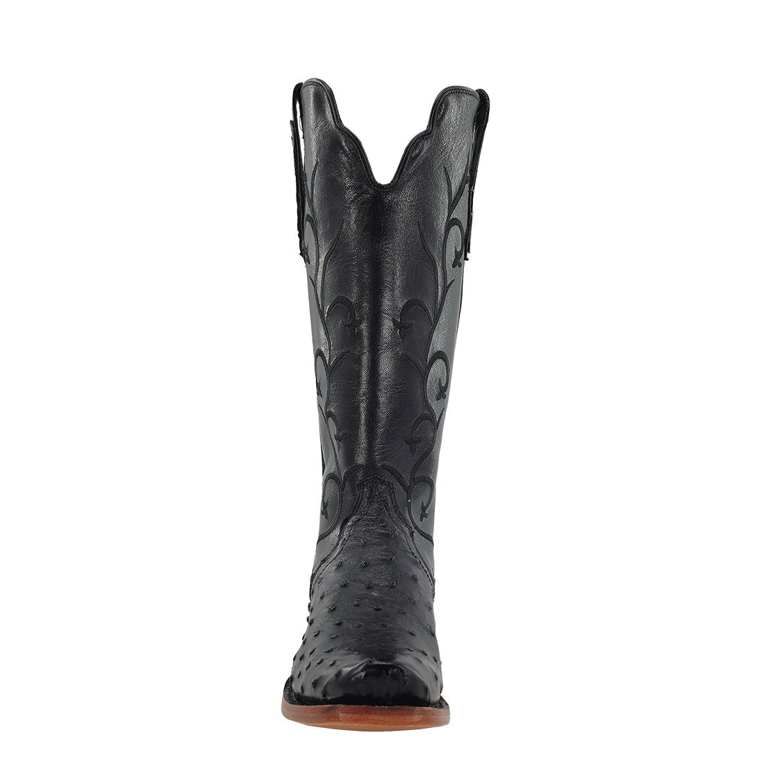 R. Watson Women's Black Full Quill Ostrich Narrow Square Toe Boot – toe