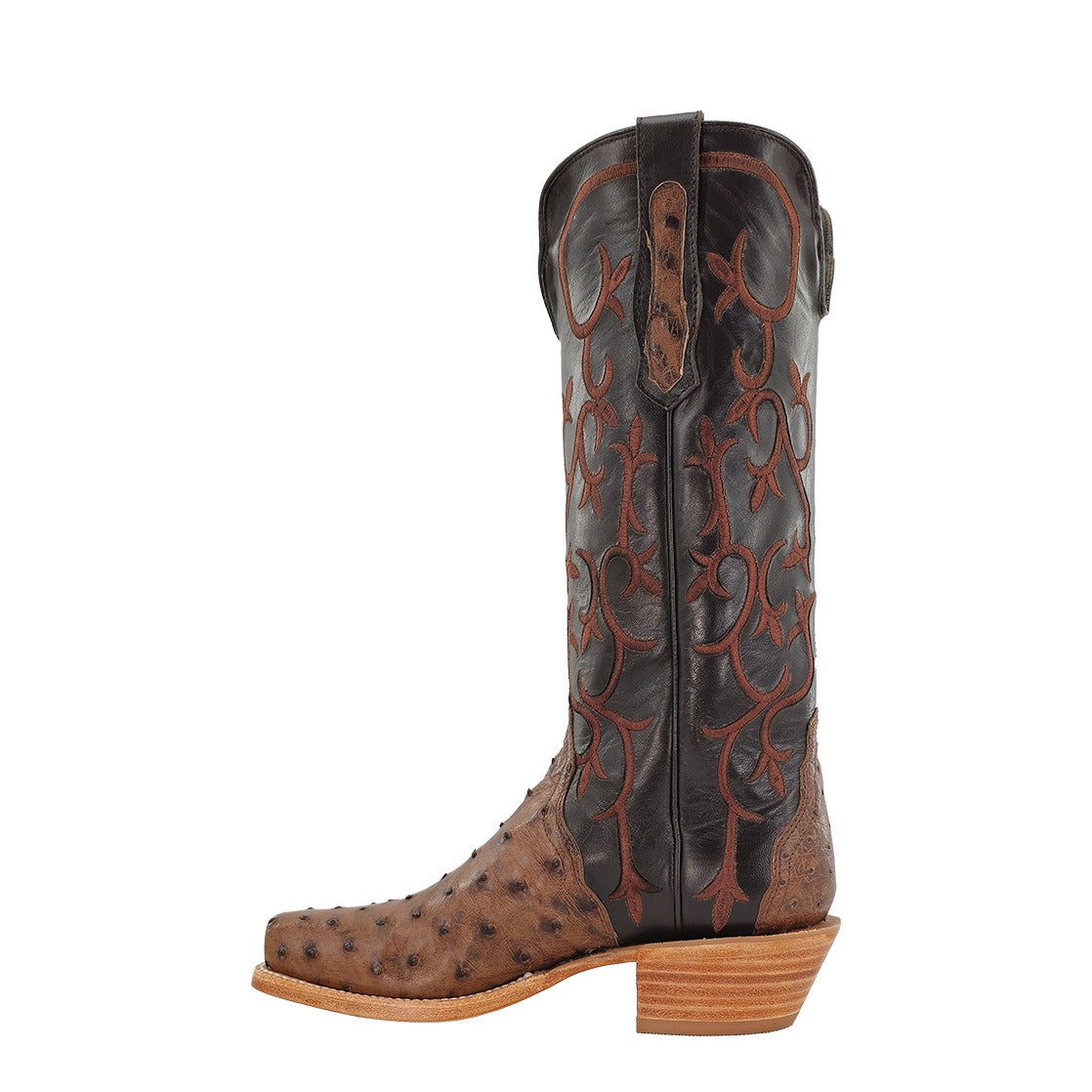 R. Watson Women's Kango Tabac/Chocolate Full Quill Ostrich Cutter Toe Boot – inside