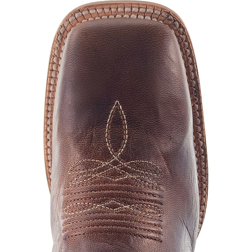 R. Watson Women's Mad Brown/Ivory Goat Wide Square Toe Boot – top