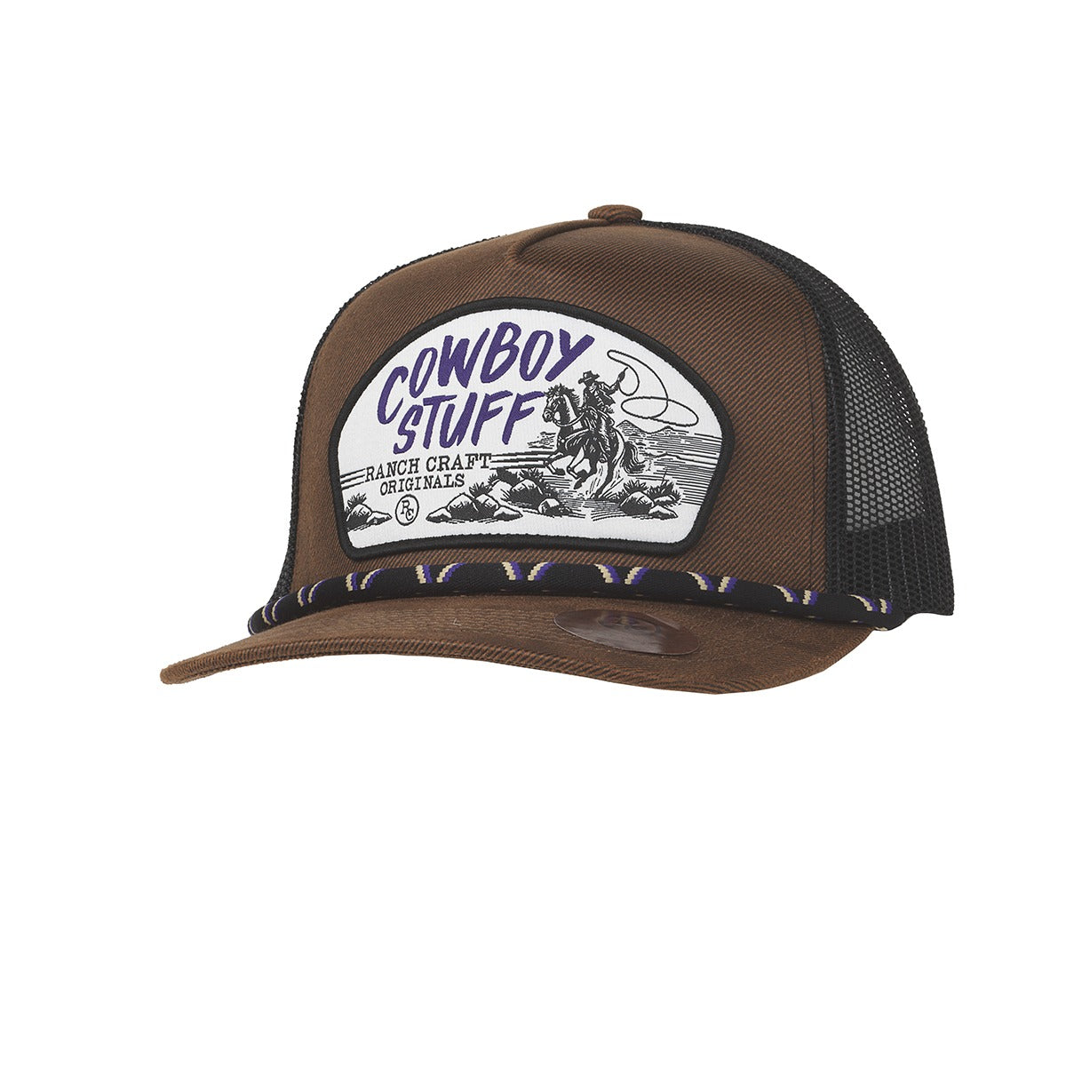 Ranch Craft Originals Men's Cowboy Stuff Patch Snap Back Cap, Brown – front