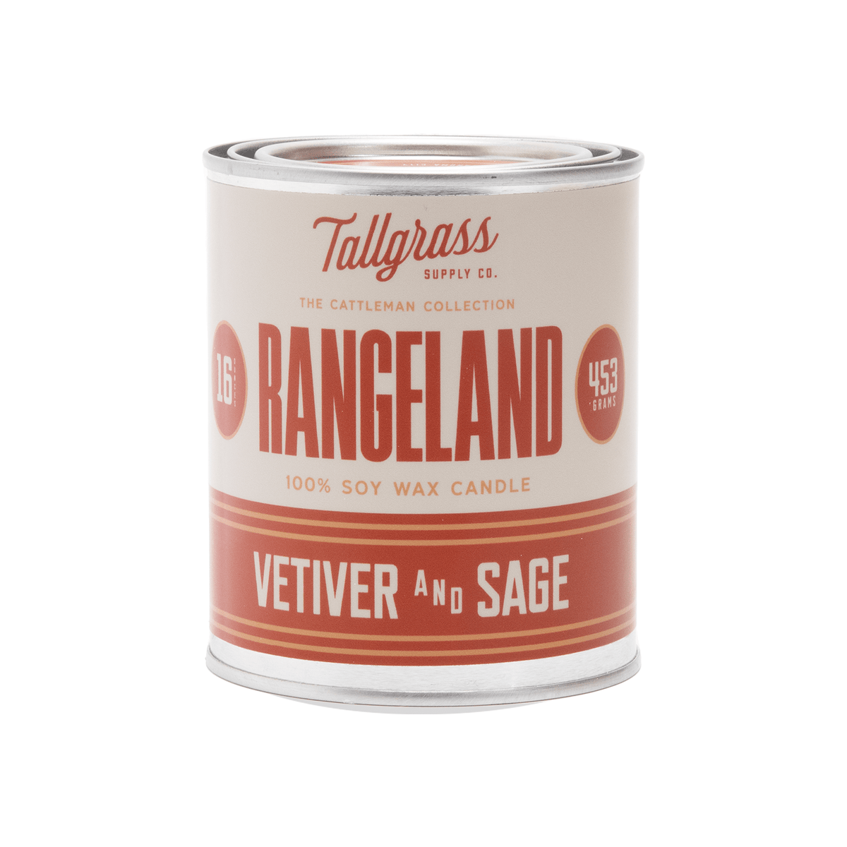 Tallgrass Supply Cattleman Collection Rangeland product featuring vetiver and sage, shown in a natural outdoor setting.