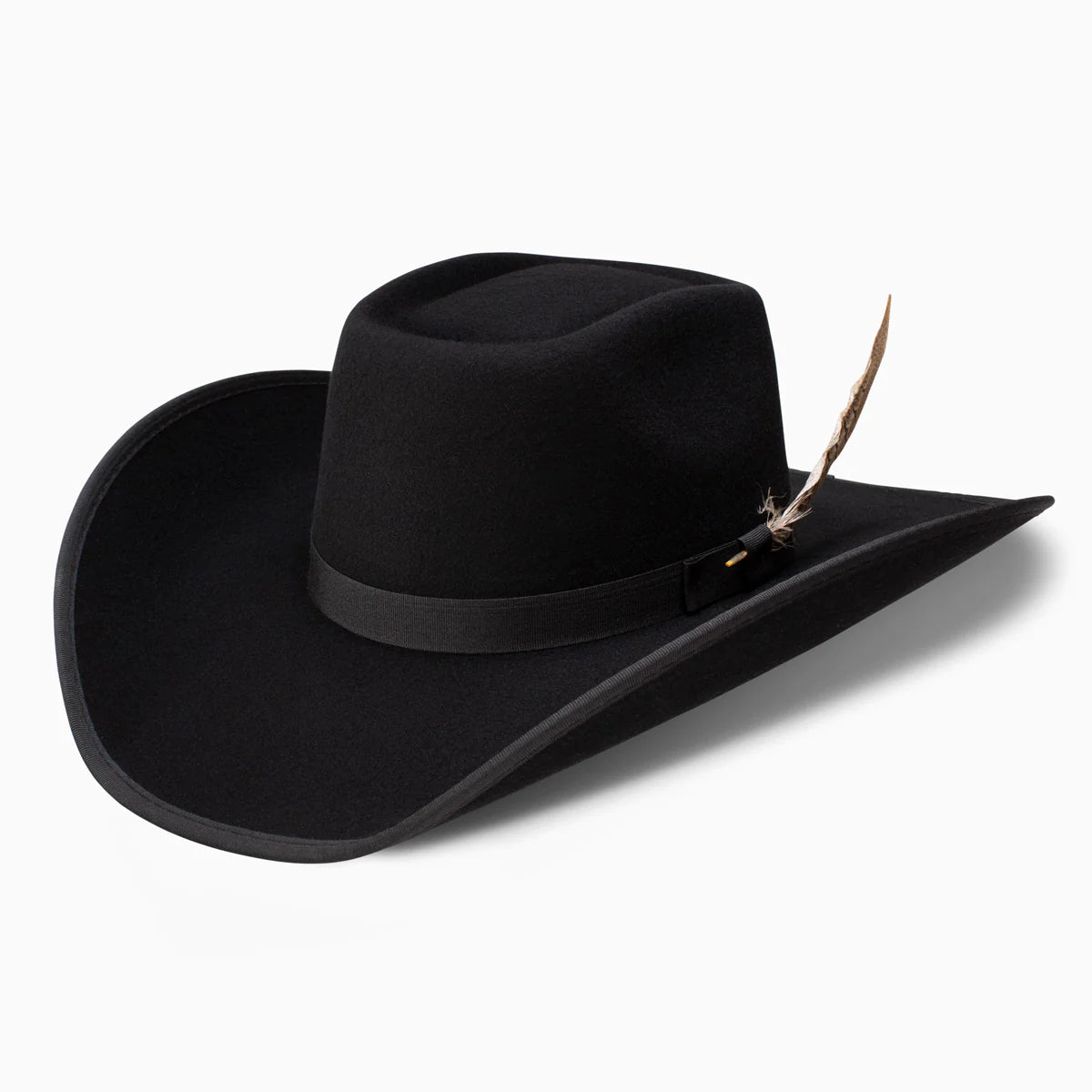 Resistol 4X Holt B Tuff Hedeman cowboy hat in brown felt with wide brim and decorative band, authentic Western style.