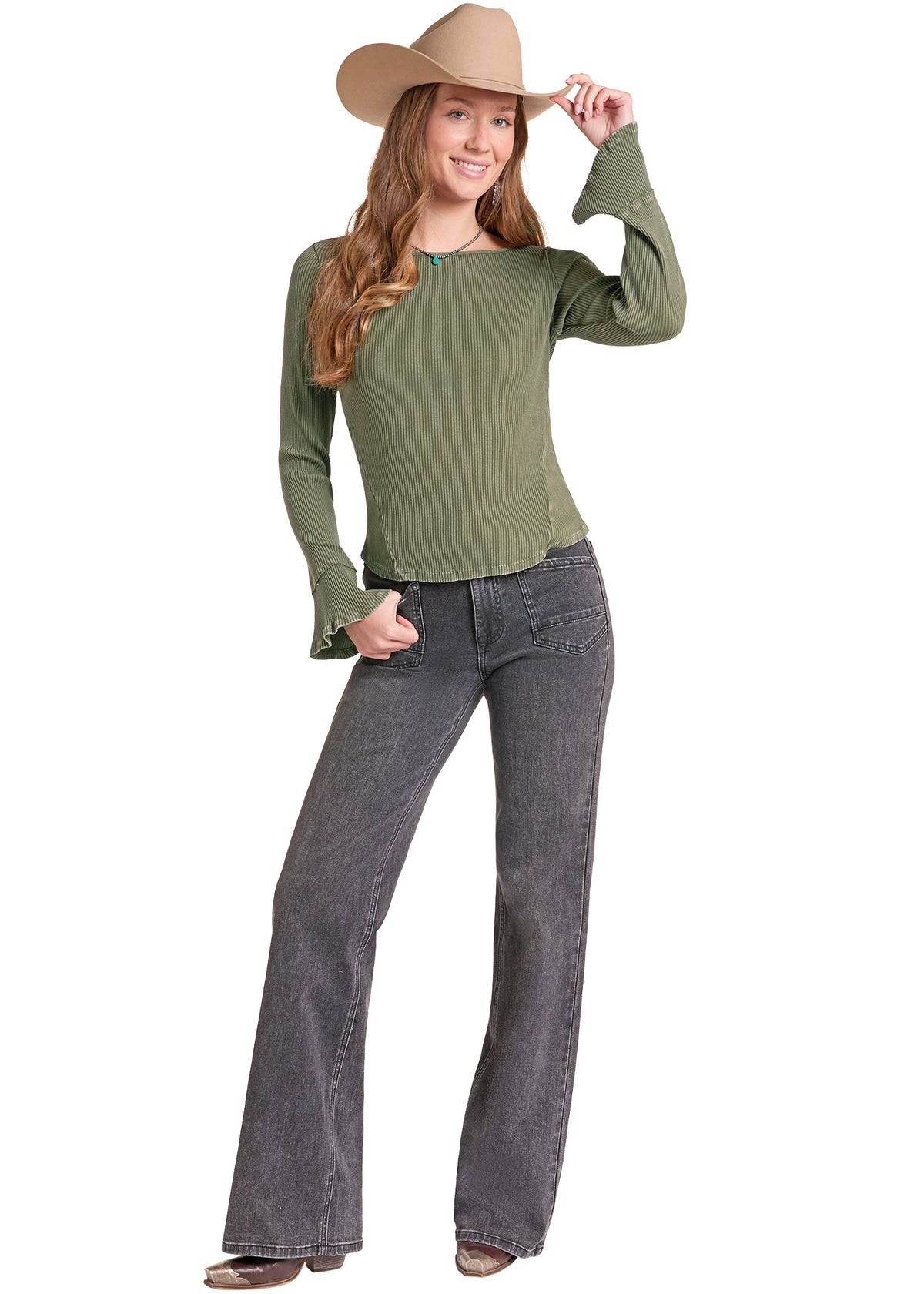 Rock & Roll Denim Womens Moss Green BW22T09373 - view 2