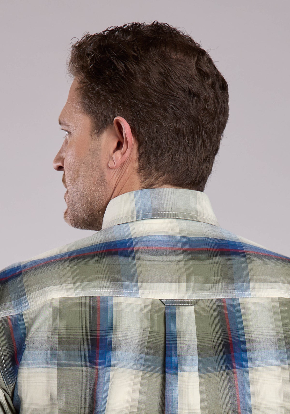 Roper Men's Evergreen Plaid Button-Down Long Sleeve Shirt, Multicolor – back