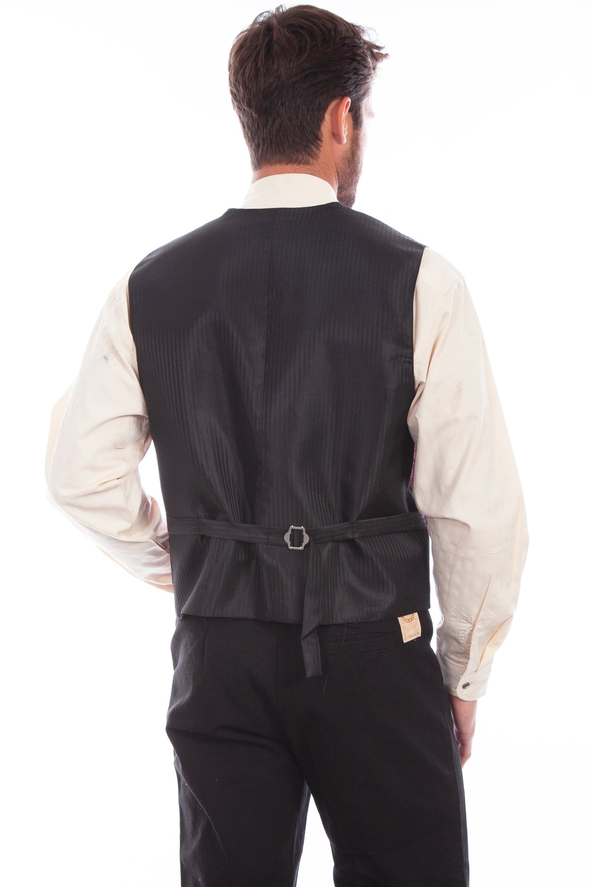 Scully men's burgundy paisley vest with silk back, classic design, tailored fit, made for formal or stylish occasions.