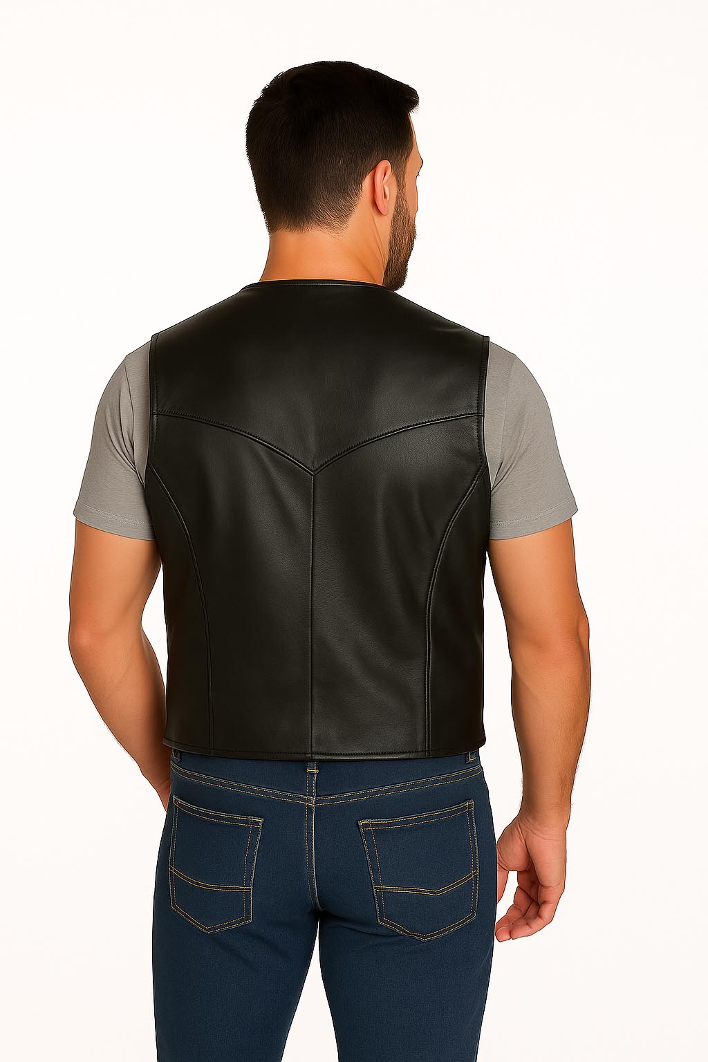 Black Scully men's soft touch lamb snap front vest, stylish and comfortable men's vest made from soft lamb leather.