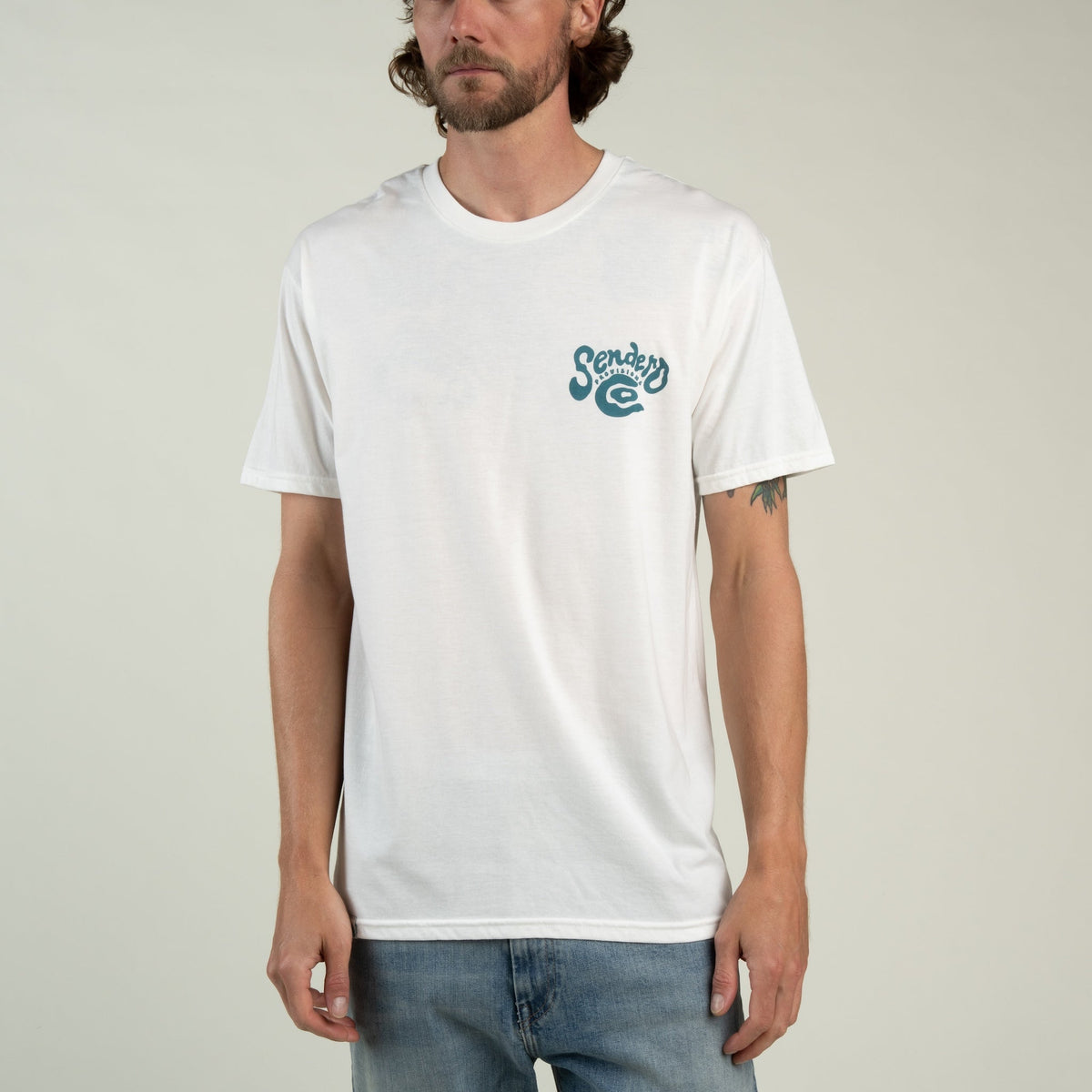 Sendero Provisions Co. Men's Buckaroo Blues T-Shirt, Vintage White – model front