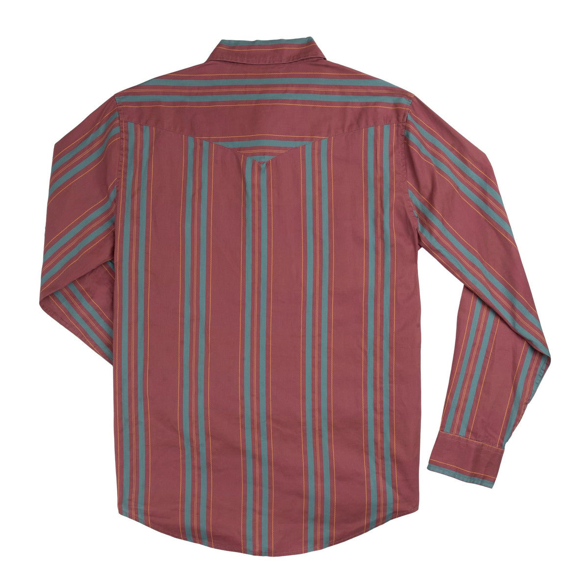 Sendero Provisions Co. Men's Wyatt Pearl Snap Long Sleeve Print Shirt, Miles City Stripe Clay – back
