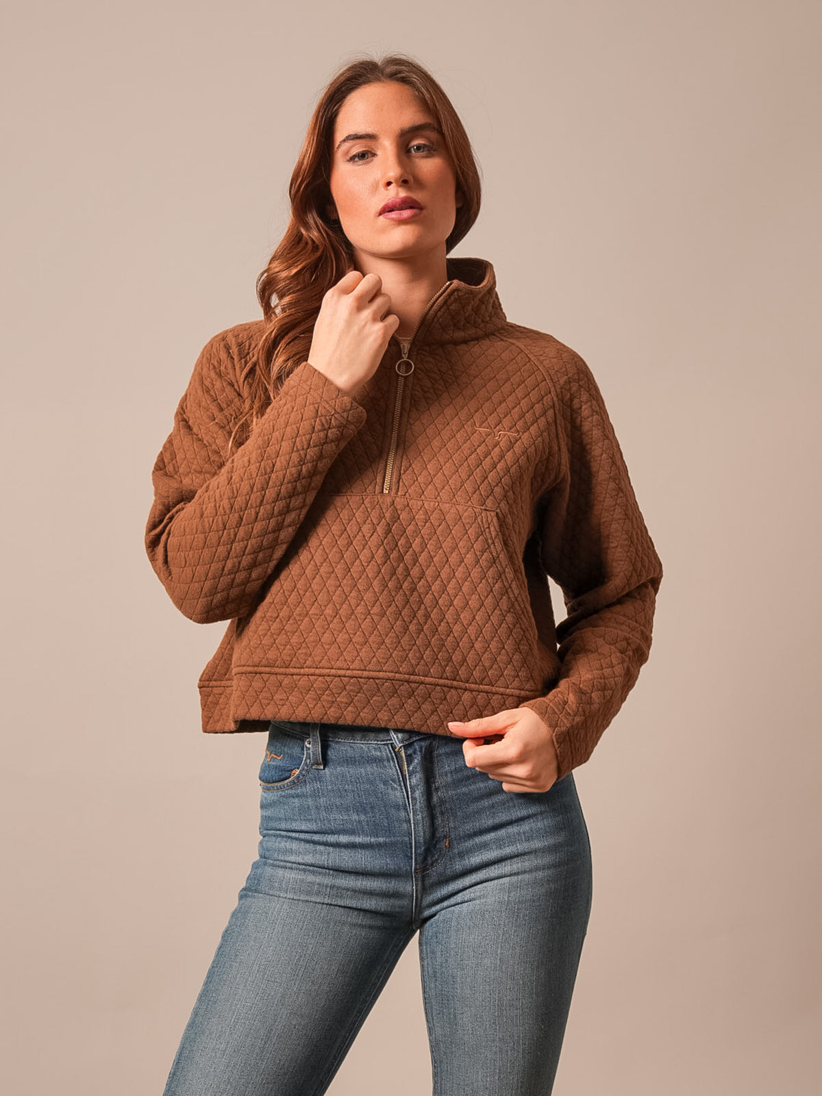 Kimes Ranch Women's Rita Quarter Zip Pullover - Dark Brown