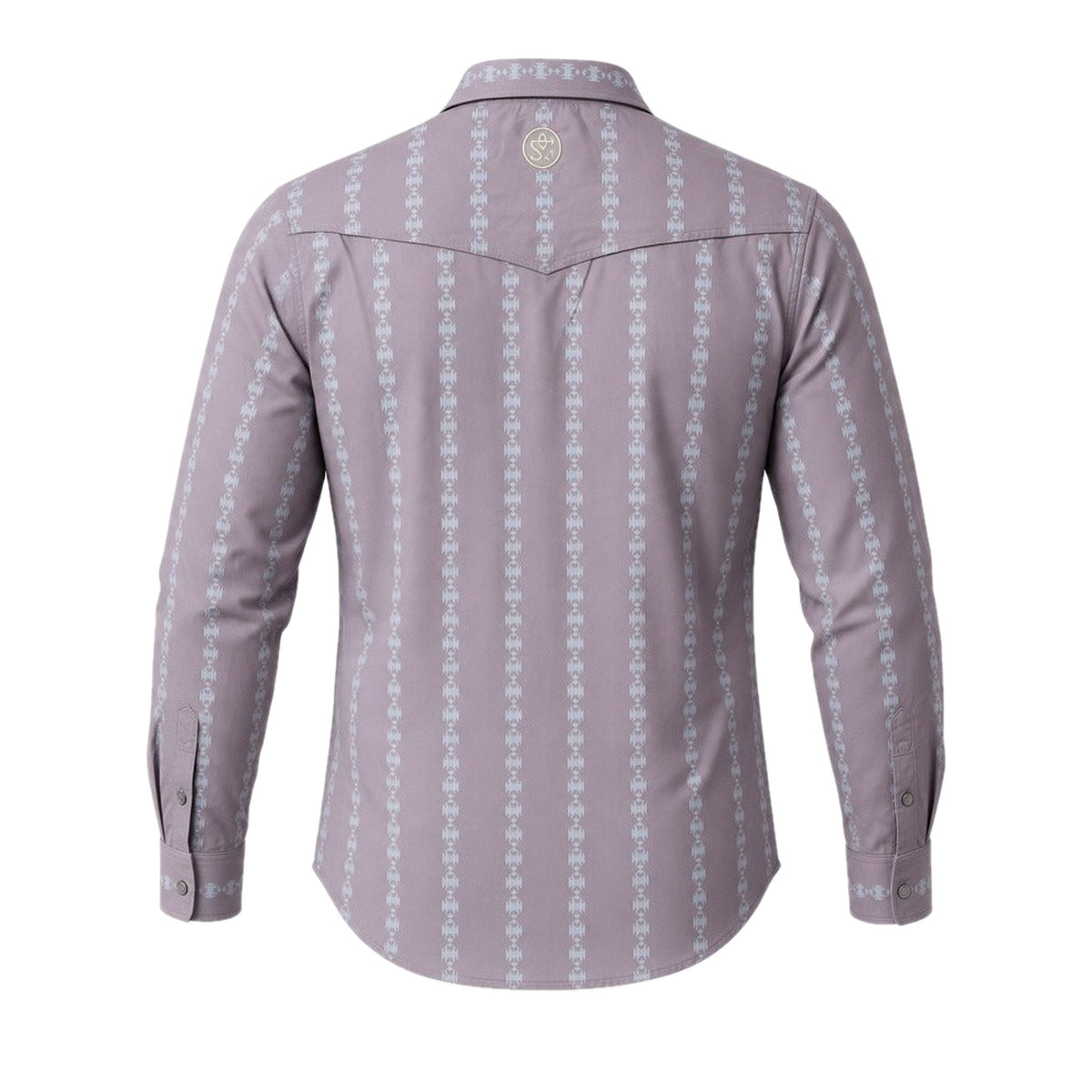 Shawnee Outfitters Men's Performance Pearl Snap Shirt, Grey Aztec Stripe – back
