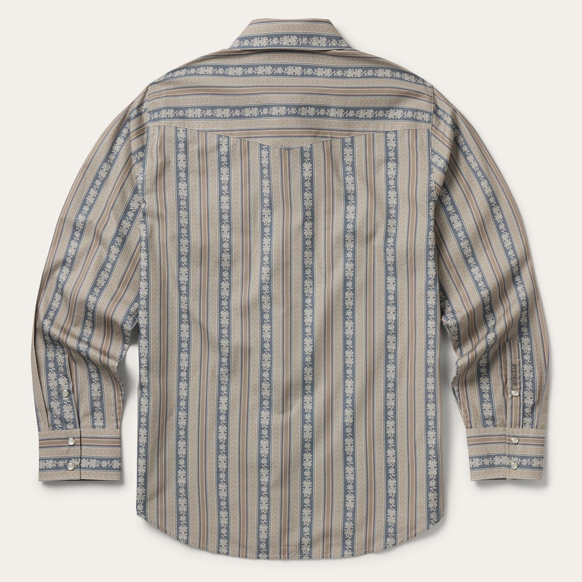 Stetson Men's Chevron Wallpaper Stripe Long Sleeve Shirt, Grey – back