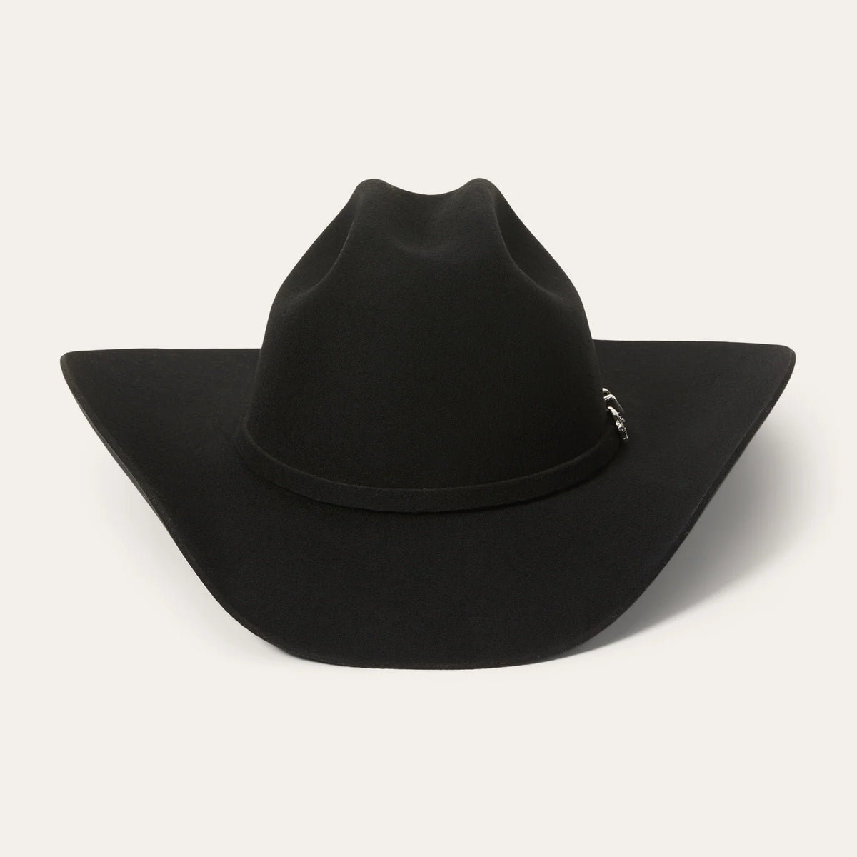 Black Stetson Men's 4X Apache cowboy hat with wide brim and classic western style, detailed leather texture, on a neutral background.