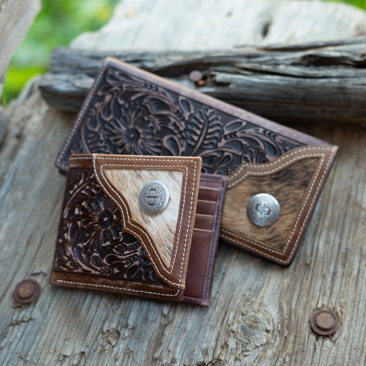 Stetson Hair-On-Hide Concho checkbook cover by Gem Dandy featuring leather and concho accents.