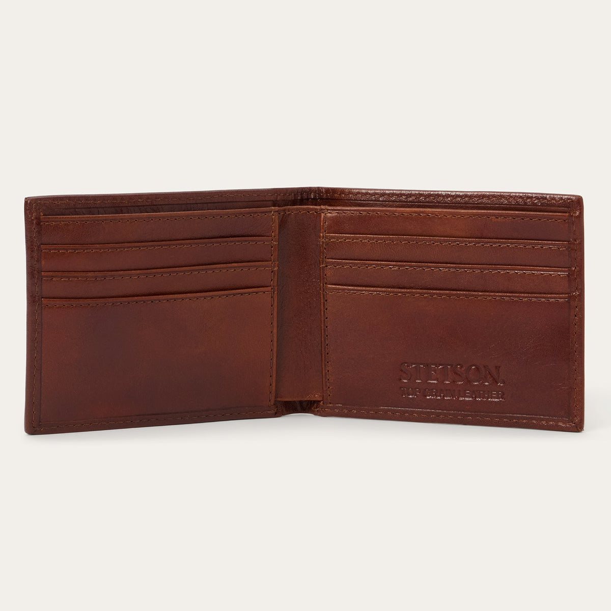 Stetson Men's Basketweave Bi-Fold Wallet, Brown – inside