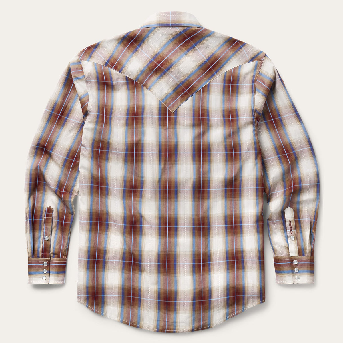 Stetson Men's Forever Plaid Long Sleeve Shirt, Red – back