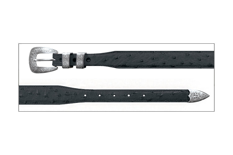 Stetson Men's Ostrich Tapered Belt, Black Cowboy Classic – full length