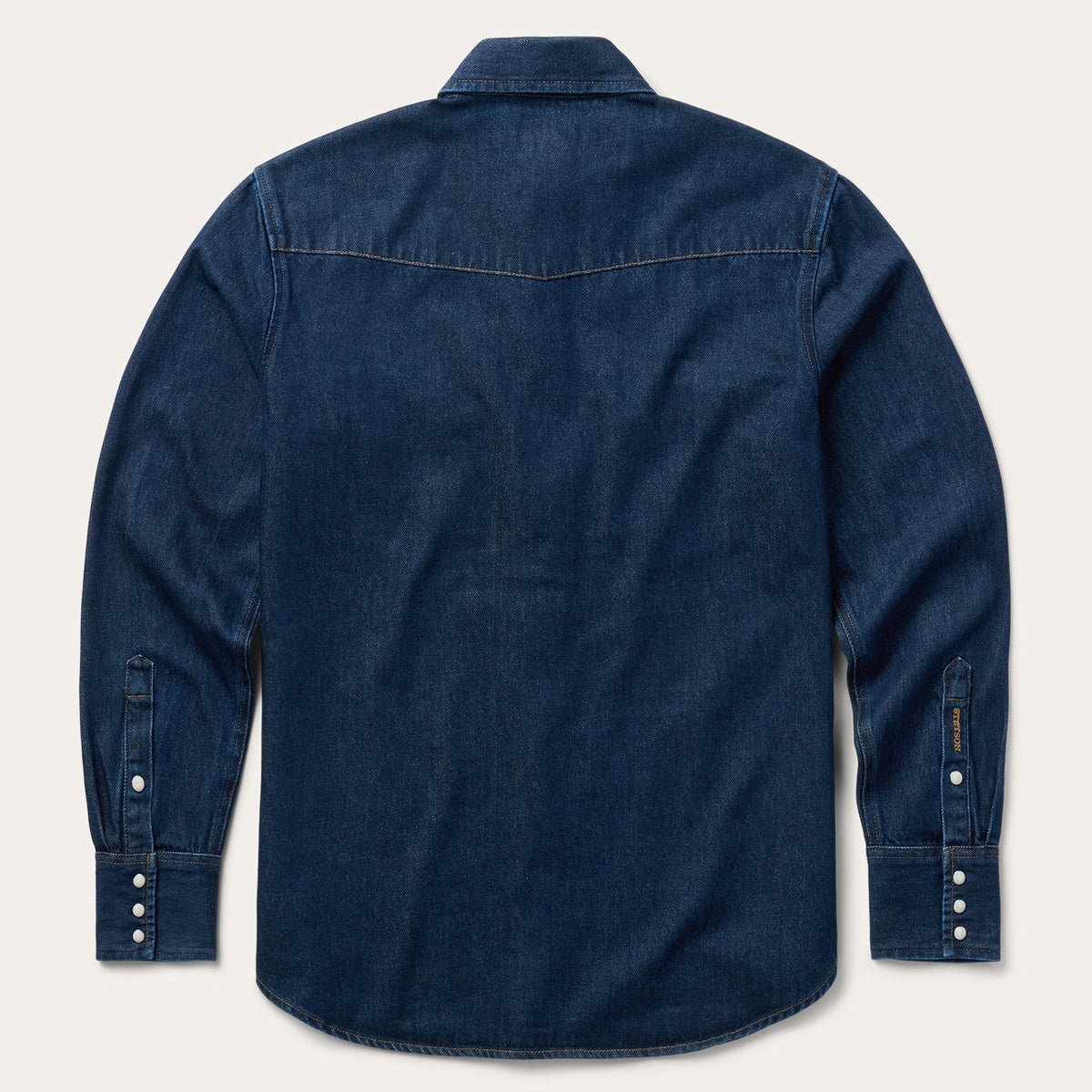 Stetson Men's Raw Denim Snap Long Sleeve Shirt, Denim – back